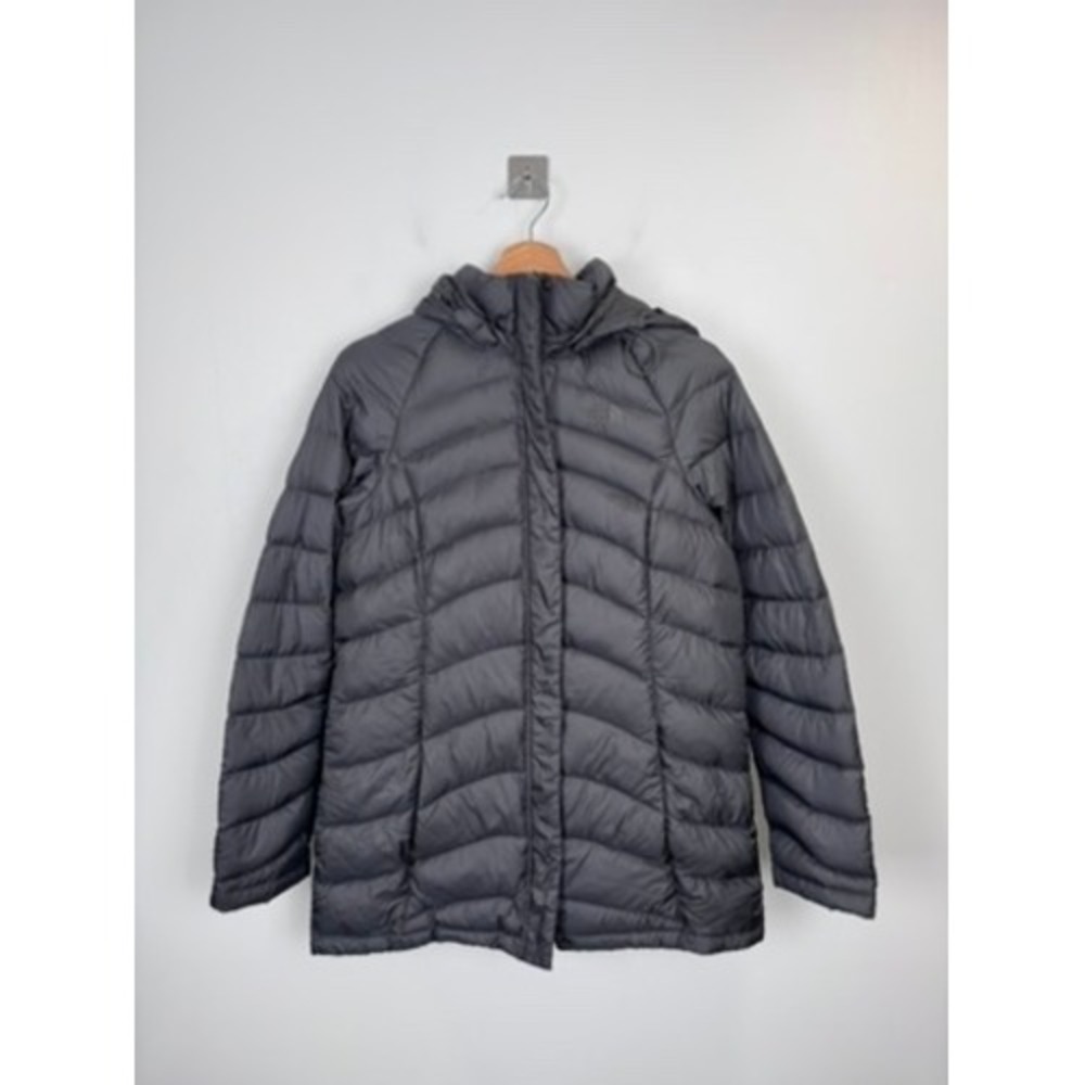 The North Face Women 600 Fill Down Puffer Jacket Grey Hooded Parka Coat Medium